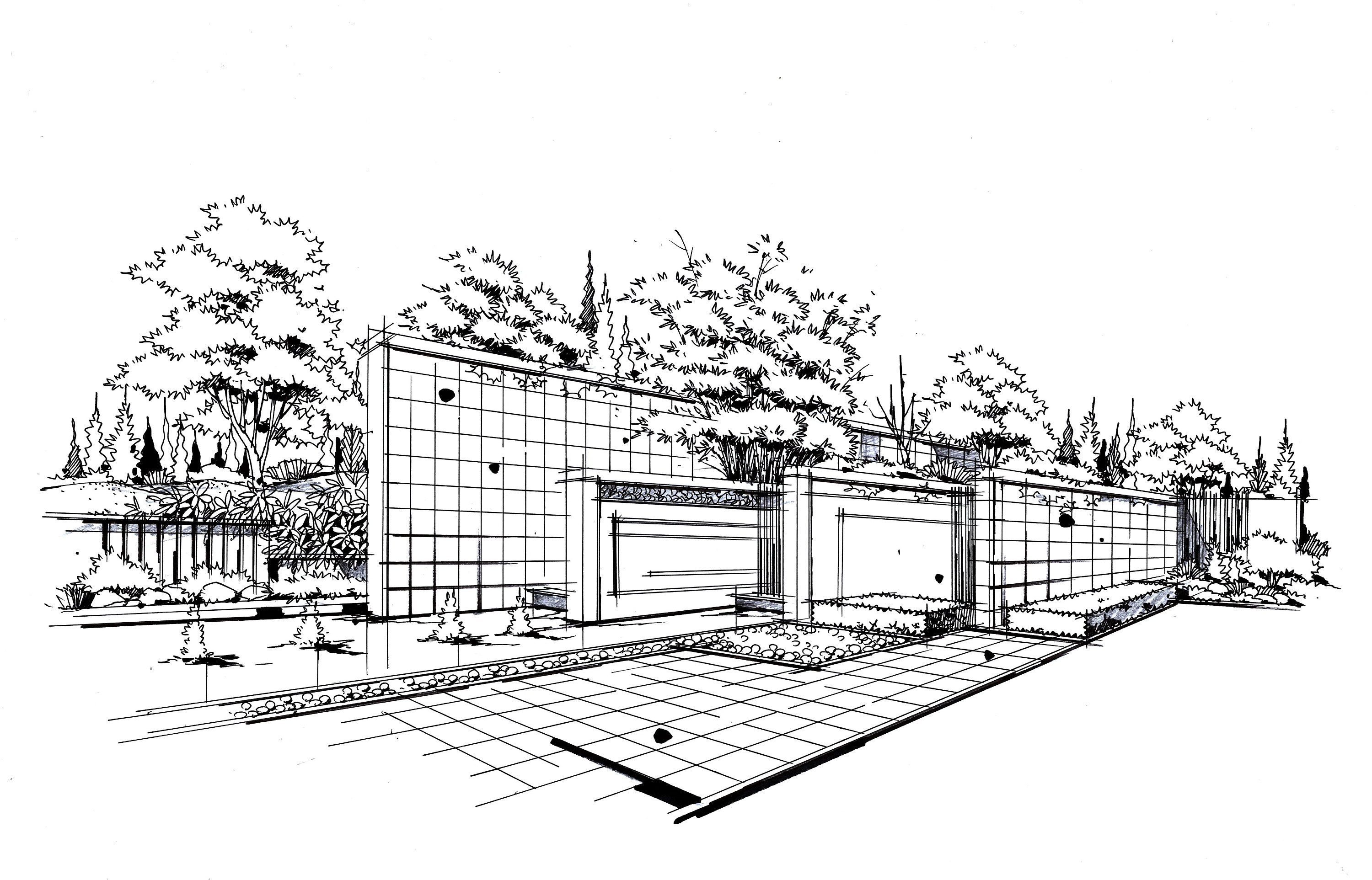 園林景觀(guān)手繪 純藝術(shù)與鋼筆畫(huà)的美學(xué)融合——以晉繪小威園林設(shè)計(jì)為例